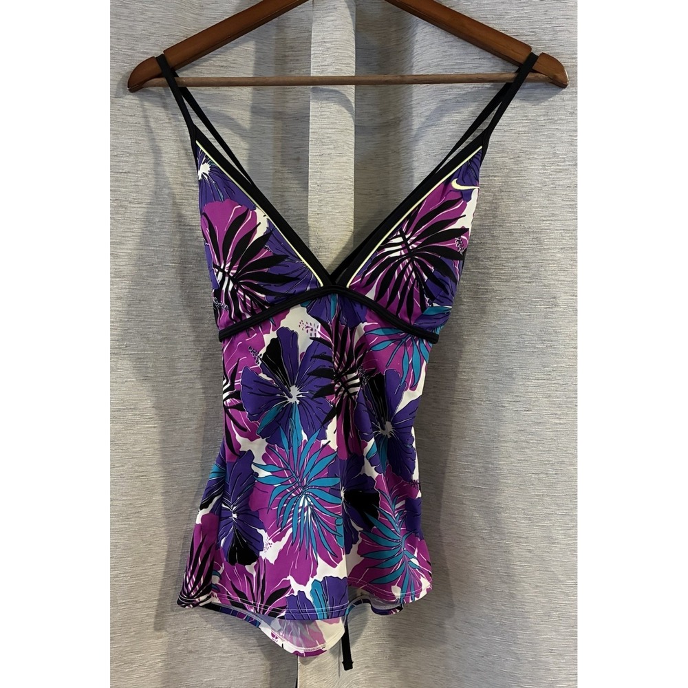 Y2K NIKE SWIM Tankini Top Women's Size 10 swim Multicolor‎ Beach Summer